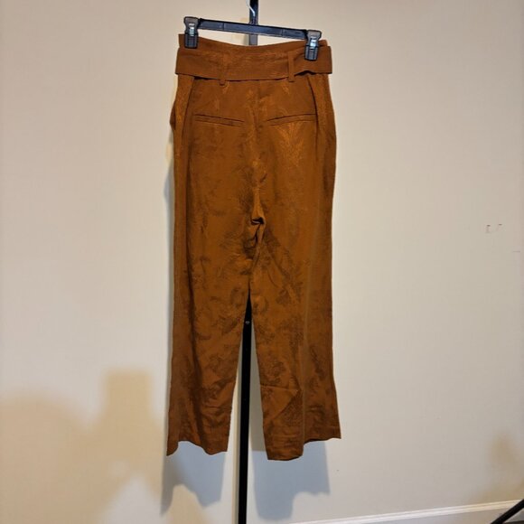 Veronica Beard Vitha Bronze Linen Blend Jacquard Belted Cropped Leg Pants - Picture 11 of 14